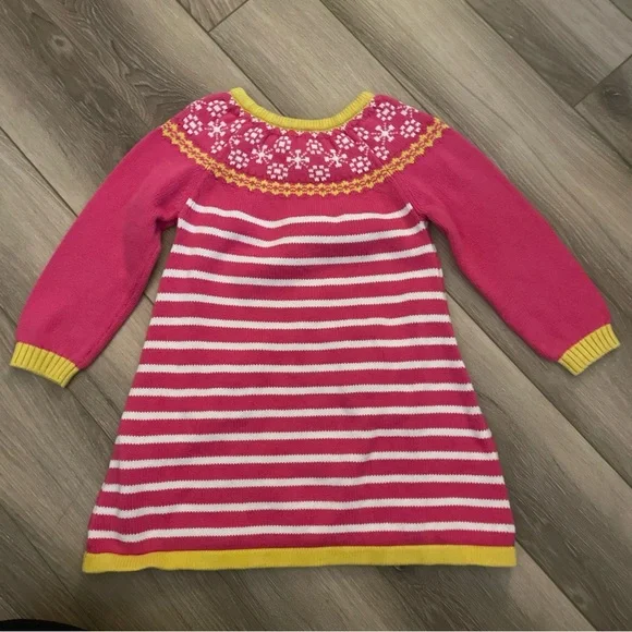 Hanna Andersson Girl’s Size 3 Pink Yellow & White Striped Sweater Dress - Picture 7 of 11